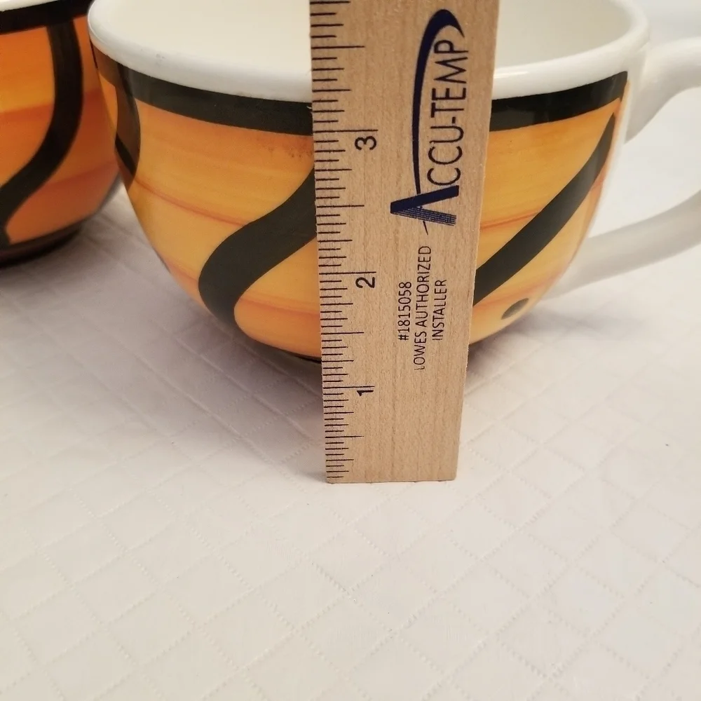 pier one hand painted Italy Orange And Black Extra Large Coffee Mugs